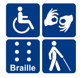grafika przedstawia logotypy identyfikujące niepełnosprawności