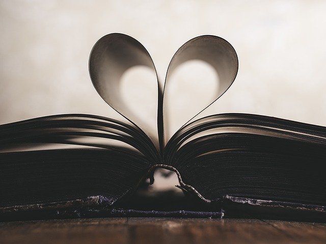 Pages in a heart-shaped book
