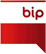 Logo BIP, biało-czerwona flaga z napisem BIP na białym tle